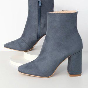 My Generation Blue Suede High Heel Mid-Calf Boot